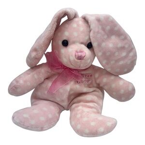 Vintage 2000 Walmart My First Easter bunny plush pink polka-dot My First Easter
